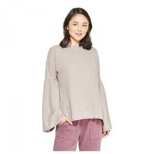 NWT Xhilaration Mauve Waffle Knit Long Bell Sleeve Top Women's Size XS
